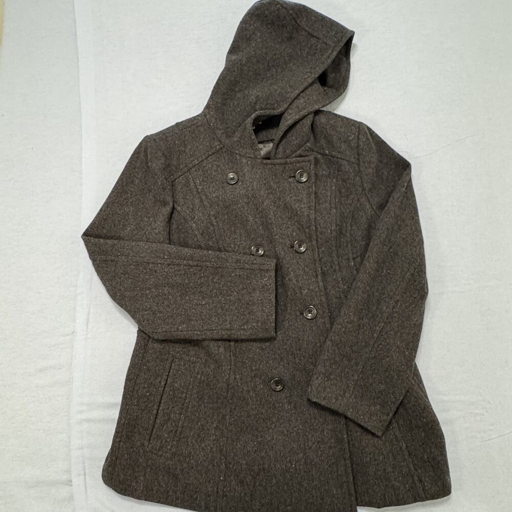 Cato Black Wool Blend Pea Coat Womens Double Breasted Warm Winter Jacket Classic - Picture 14 of 16